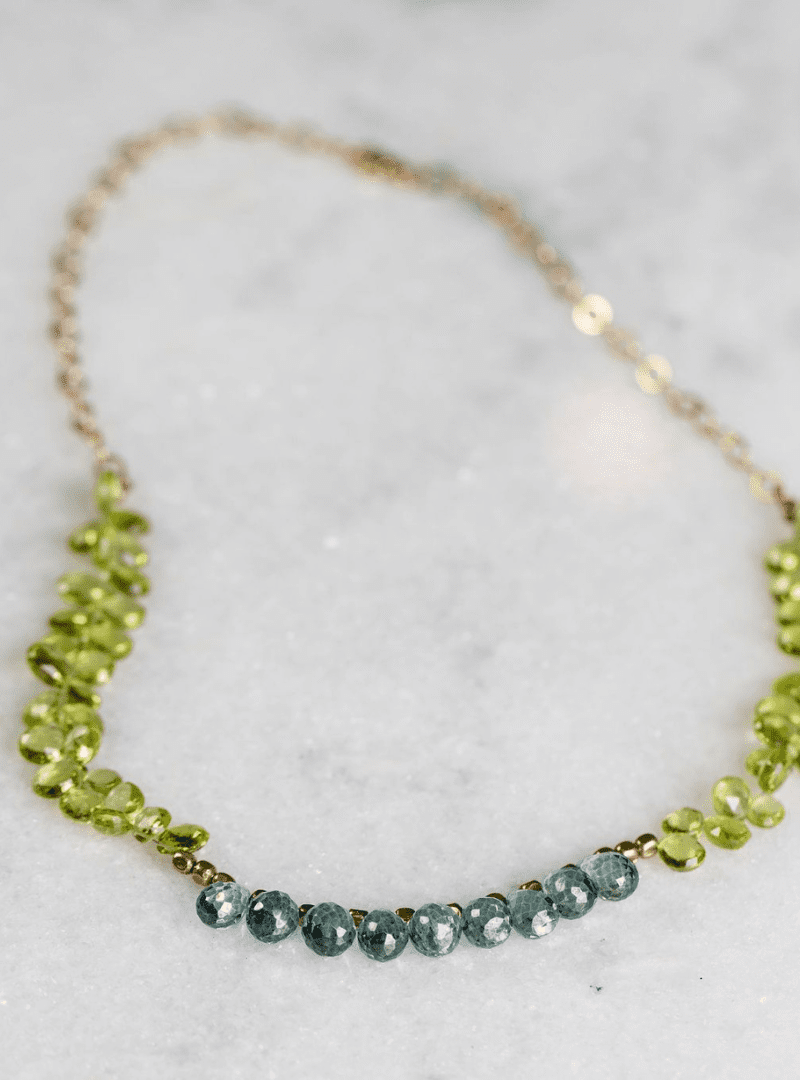 Blue Tourmaline & Peridot Briolette Necklace